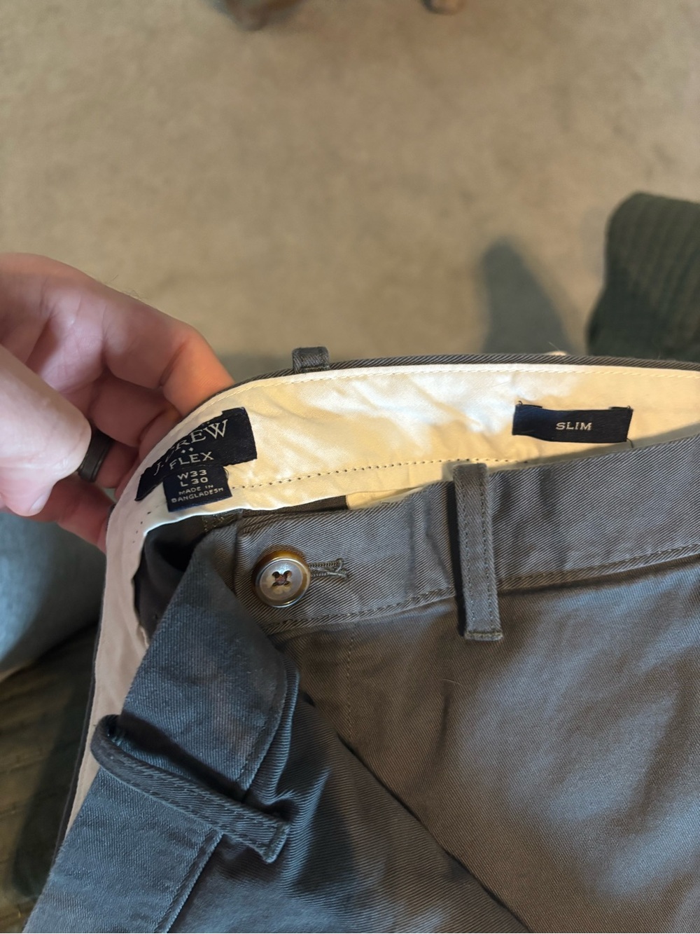 J Crew- Slim Fit Gray Chino Pants 33x30